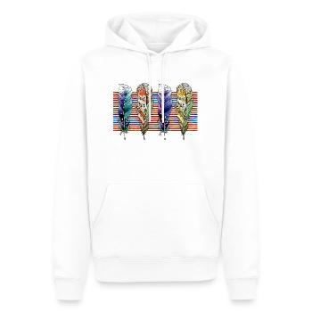 Feder - Männer Premium Bio Hoodie - Weiß - Vorne - Nico (187cm)