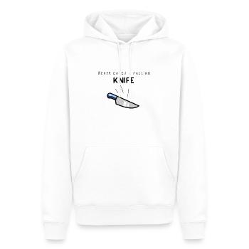 Börsenweisheit: Never catch a fallling knife - Männer Premium Bio Hoodie - Weiß - Vorne - Nico (187cm)