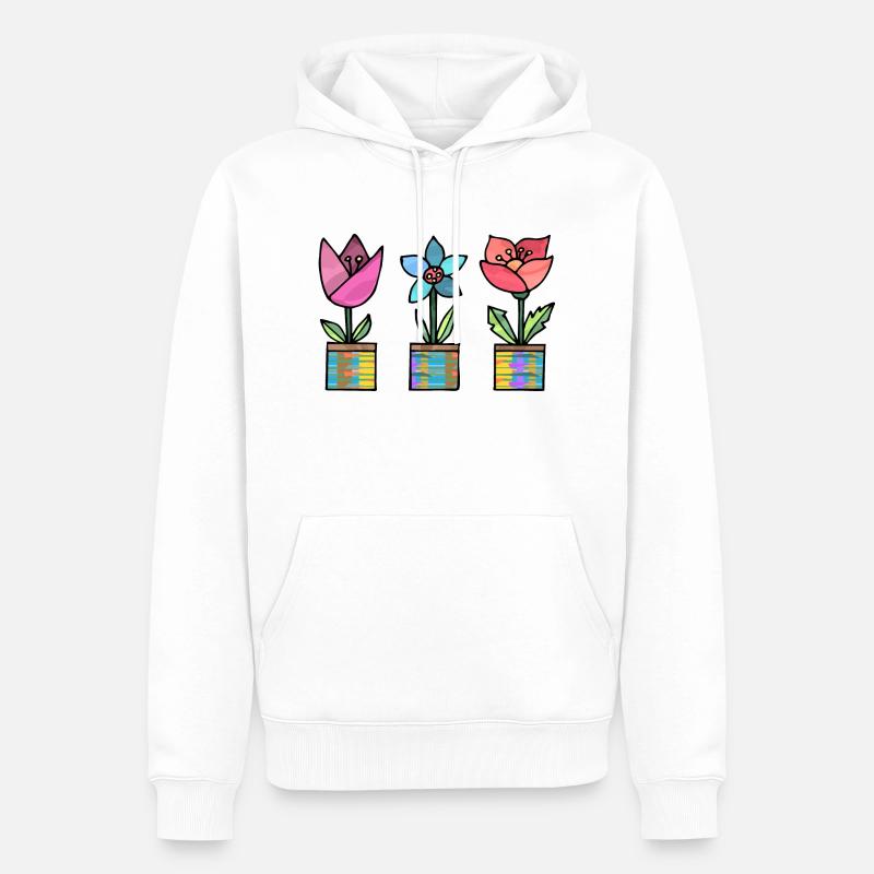 Fleur - Sweat à capuche Premium bio Homme - blanc