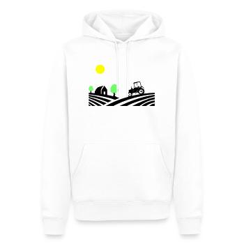 Tractor Farm - Men’s Premium Organic Hoodie - white - Front - Nico (187cm)