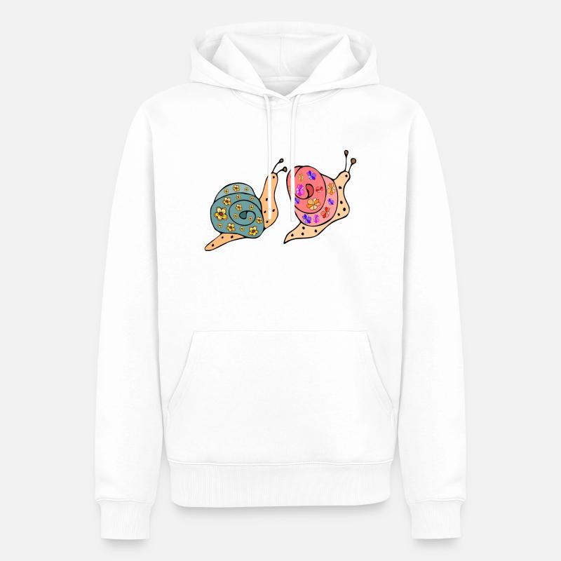 Escargots - Sweat à capuche Premium bio Homme - blanc