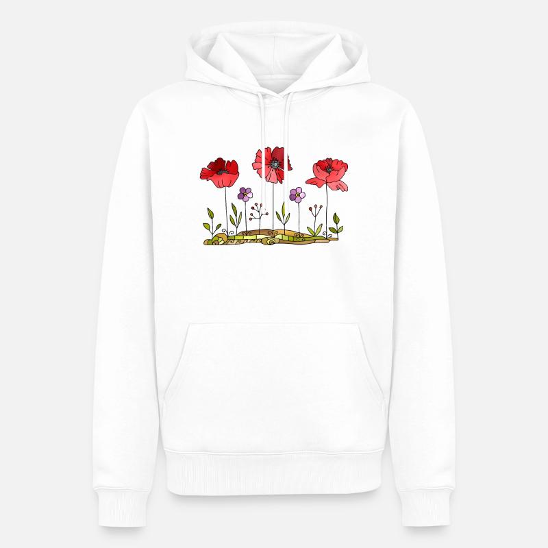 Fleur - Sweat à capuche Premium bio Homme - blanc