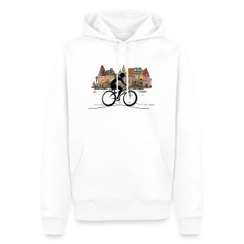 Cycliste - Sweat à capuche Premium bio Homme - blanc - Devant - Nico (187cm)