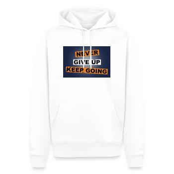 Gib niemals auf, mach weiter mit Schriftzügen - Männer Premium Bio Hoodie - Weiß - Vorne - Nico (187cm)