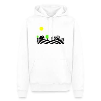 Tractor Farm - Men’s Premium Organic Hoodie - white - Front - Nico (187cm)