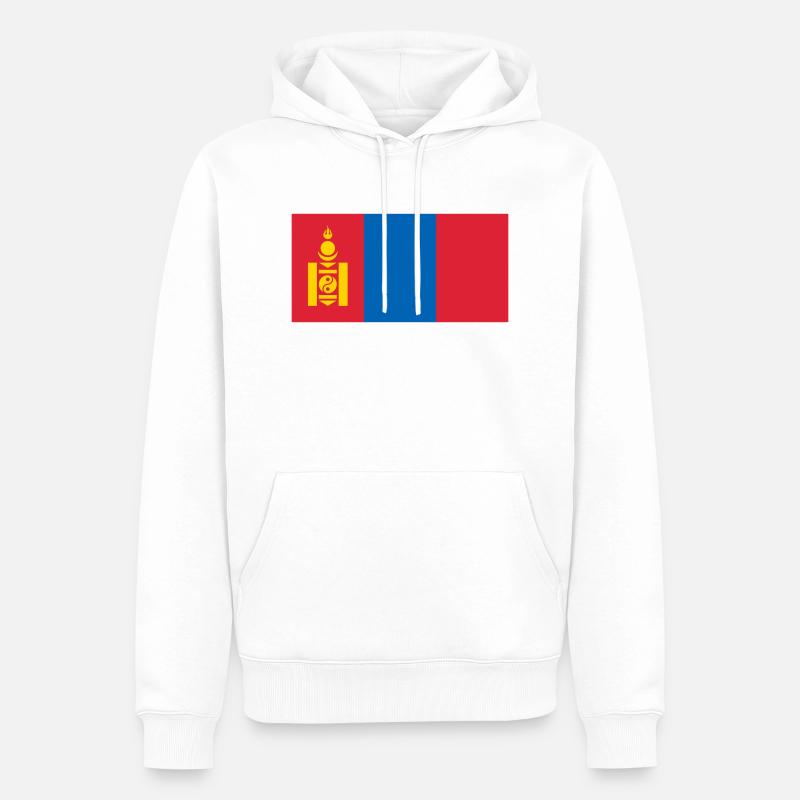 Mongolia flag / Drapeau Mongolie - Sweat à capuche Premium bio Homme - blanc