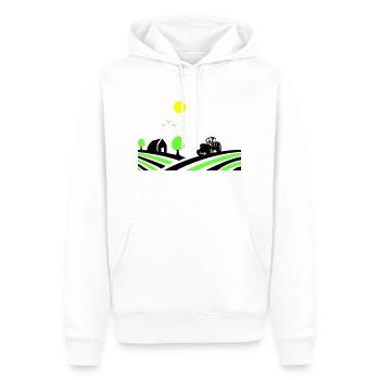 Tractor Farm - Men’s Premium Organic Hoodie - white - Front - Nico (187cm)