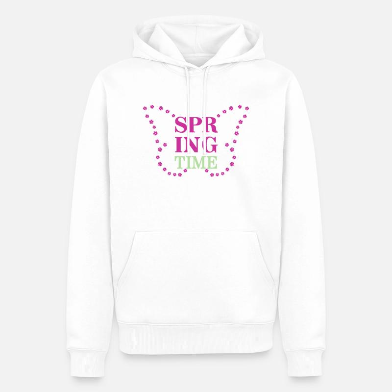 Printemps - Le printemps est là ! - Sweat à capuche Premium bio Homme - blanc