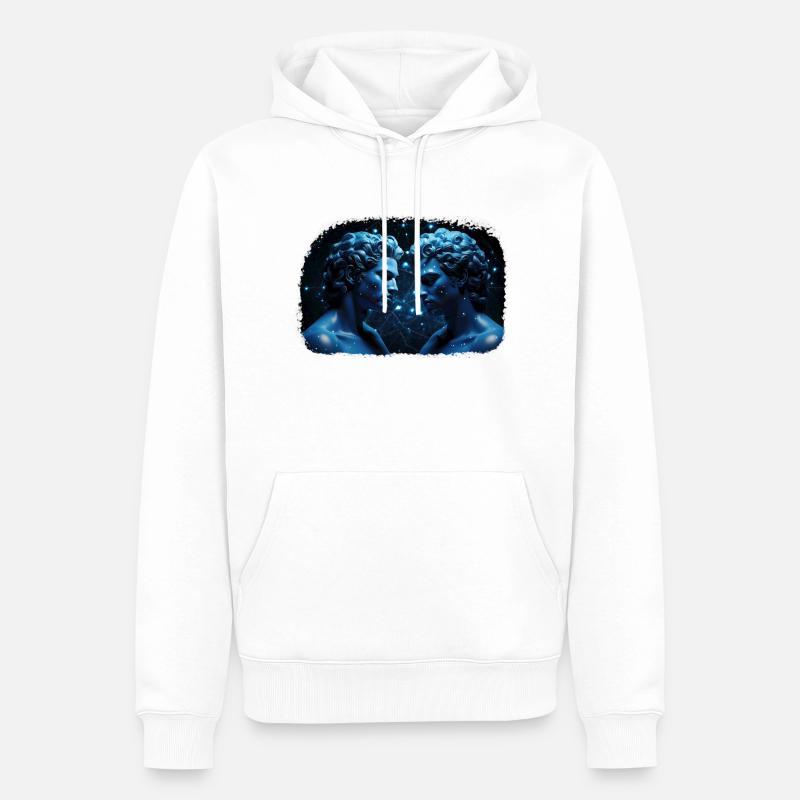 Signe du zodiaque Gémeaux M - Sweat à capuche Premium bio Homme - blanc