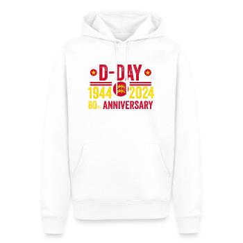 Normandie jour j 80e anniversaire 1944 2024 - Sweat à capuche Premium bio Homme - blanc - Devant - Nico (187cm)