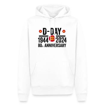 Normandie jour j 80e anniversaire 1944 2024 - Sweat à capuche Premium bio Homme - blanc - Devant - Nico (187cm)
