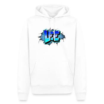 Graffiti LEE Fissures briques bleues - Sweat à capuche Premium bio Homme - blanc - Devant - Nico (187cm)