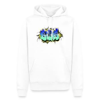 Graffiti SILAS scratch gift ANNIVERSAIRE NAISSANCE - Sweat à capuche Premium bio Homme - blanc - Devant - Nico (187cm)