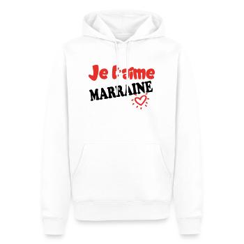 Je t'aime MARRAINE - Sweat à capuche Premium bio Homme - blanc - Devant - Nico (187cm)