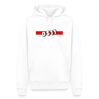 0511 - Vorwahl Hannover - Telefon - telefonieren - Männer Premium Bio Hoodie - Weiß - Vorne - Nico (187cm)