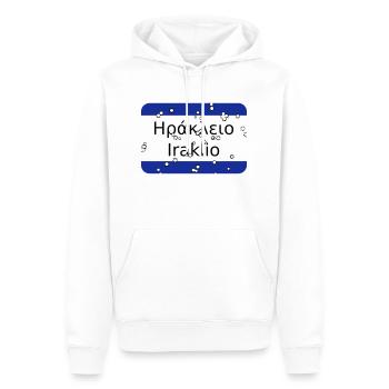 MG Irakleio - Men’s Premium Organic Hoodie - white - Front - Nico (187cm)