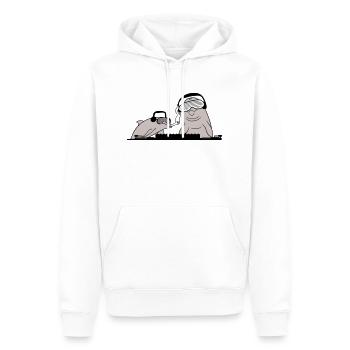 Deux Dauphins Drôles DJ Équipe Mixer Musique de Fête - Sweat à capuche Premium bio Homme - blanc - Devant - Nico (187cm)