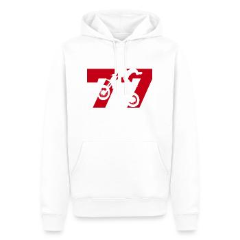 Moto 77 motard - Sweat à capuche Premium bio Homme - blanc - Devant - Nico (187cm)