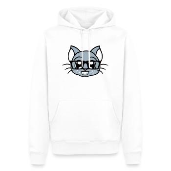 Schlaue Nerd Katze Hornbrille Geek Kätzchen Brille - Männer Premium Bio Hoodie - Weiß - Vorne - Nico (187cm)
