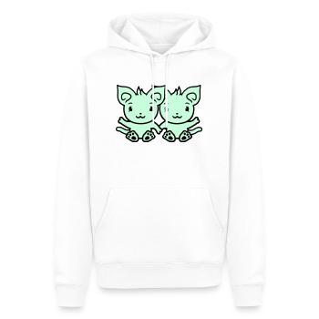Deux chats heureux 2 amis Couple Équipe Couple - Sweat à capuche Premium bio Homme - blanc - Devant - Nico (187cm)