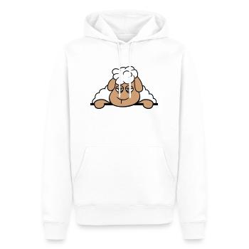 Schaf Müde Gelangweilt Hinter Zaun Mauer Schild - Männer Premium Bio Hoodie - Weiß - Vorne - Nico (187cm)