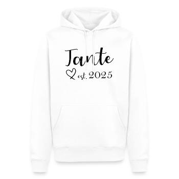 Annonce de grossesse Tante Est. 2025 - Sweat à capuche Premium bio Homme - blanc - Devant - Nico (187cm)
