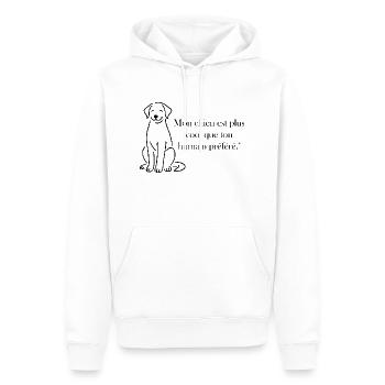 Mon chien est plus cool que ton humain préféré - Sweat à capuche Premium bio Homme - blanc - Devant - Nico (187cm)