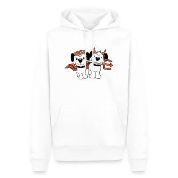 2 Dogs Angel Devil Satan Heaven Hell Conscience - Men’s Premium Organic Hoodie - white - Front - Nico (187cm)