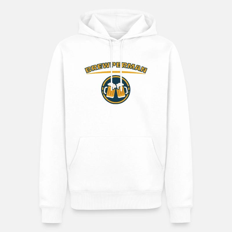 BREWPERMAN - Männer Premium Bio Hoodie - Weiß