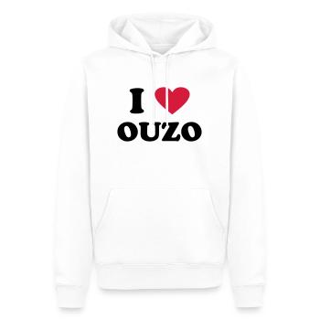 I love Ouzo - Männer Premium Bio Hoodie - Weiß - Vorne - Nico (187cm)
