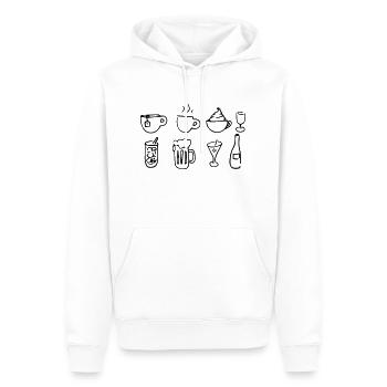 Getränke,Flasche,Gläser,Tassen,Wein - Männer Premium Bio Hoodie - Weiß - Vorne - Nico (187cm)