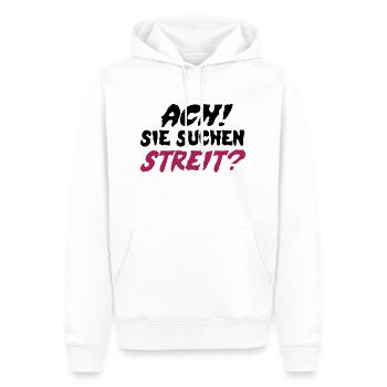 Sie suchen Streit? - Männer Premium Bio Hoodie - Weiß - Vorne - Nico (187cm)