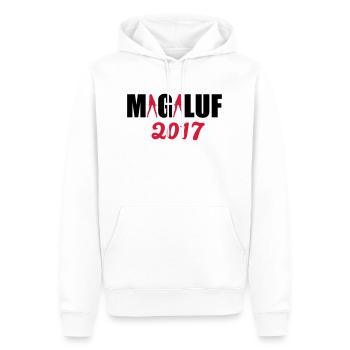 Magaluf 2017 - Sweat à capuche Premium bio Homme - blanc - Devant - Nico (187cm)