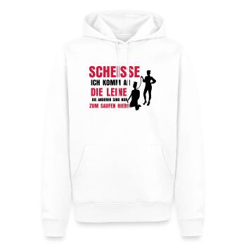 SCHEISSE ICH KOMM AN DIE - Männer Premium Bio Hoodie - Weiß - Vorne - Nico (187cm)