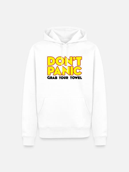 Don't panic - Grab your towel - Keine Panik - - Männer Premium Bio Hoodie - Weiß