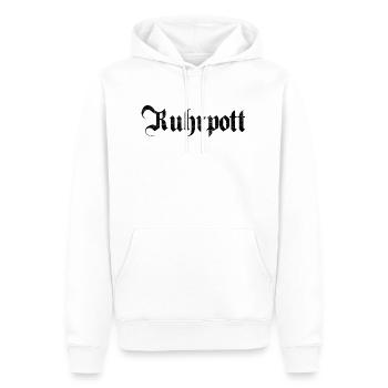 RUHRPOTT SCHRIFTZUG OLD - Männer Premium Bio Hoodie - Weiß - Vorne - Nico (187cm)