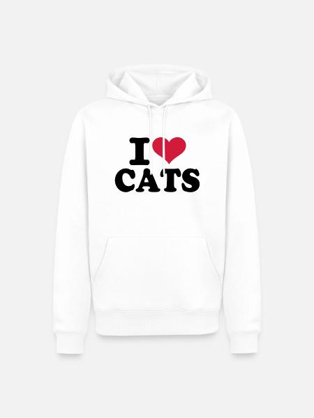 I love Cats - Ekologisk premiumluvtröja herr - vit