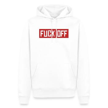 FUCK OFF - Men’s Premium Organic Hoodie - white - Front - Nico (187cm)