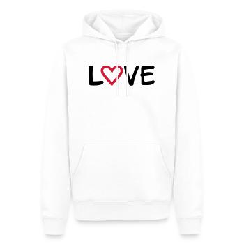 Love - Herre Premium økologisk hoodie - hvid - Foran - Nico (187cm)
