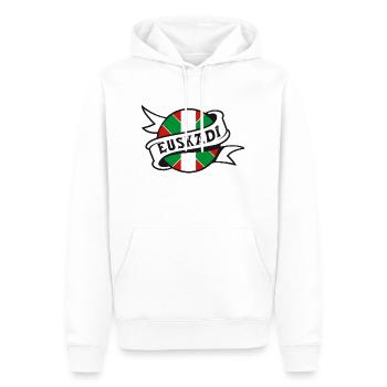 euskadi - pays basque 18 - Sweat à capuche Premium bio Homme - blanc - Devant - Nico (187cm)