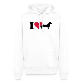Dackel - Männer Premium Bio Hoodie - Weiß - Vorne - Nico (187cm)