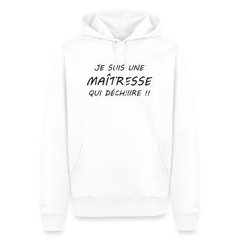 Je suis une maîtresse qui déchiiire !! - Sweat à capuche Premium bio Homme - blanc - Devant - Nico (187cm)