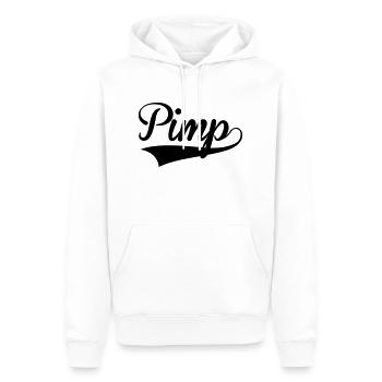 pimp retro college baseball style logo - Men’s Premium Organic Hoodie - white - Front - Nico (187cm)