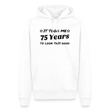 75 / anniversaire / Sport / Fête / soixante quinze - Sweat à capuche Premium bio Homme - blanc - Devant - Nico (187cm)