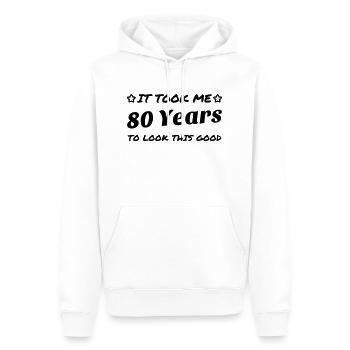 80 / anniversaire / Sport / Fête / quatre vingt - Sweat à capuche Premium bio Homme - blanc - Devant - Nico (187cm)