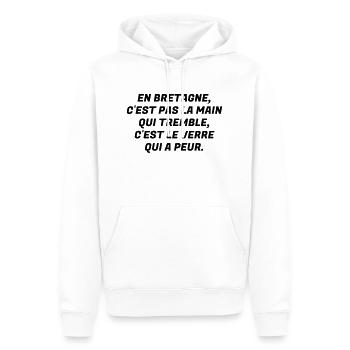Bretagne / Breton / Bretonne / Breizh / Bzh - Sweat à capuche Premium bio Homme - blanc - Devant - Nico (187cm)