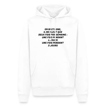 Bretagne / Breton / Bretonne / Breizh / Bzh - Sweat à capuche Premium bio Homme - blanc - Devant - Nico (187cm)