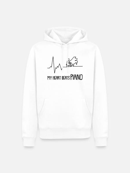 my heart beats piano - Männer Premium Bio Hoodie - Weiß