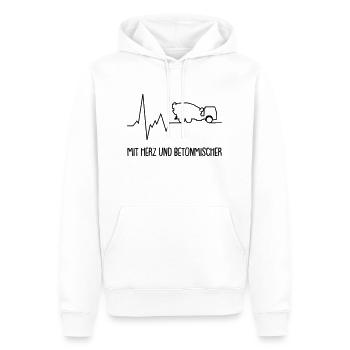 mit herz und betonmischer - Männer Premium Bio Hoodie - Weiß - Vorne - Nico (187cm)