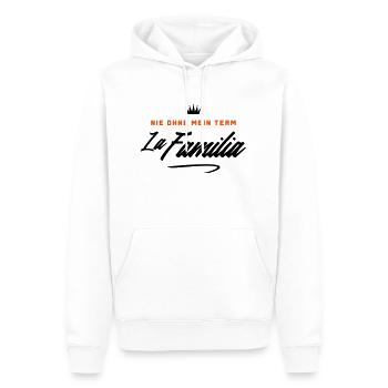 nie ohne mein team familia - Männer Premium Bio Hoodie - Weiß - Vorne - Nico (187cm)